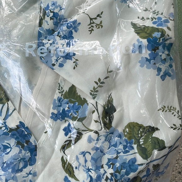 Reformation Floral Midi Dress - White, Green, Blue - Picture 2 of 5